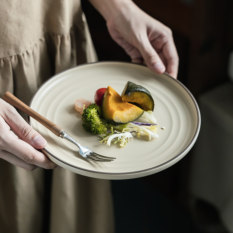 Plato de cerámica de 8 pulgadas, plato de filete de comida occidental, plato de pasta, plato de platos caseros, plato de ensalada de desayuno