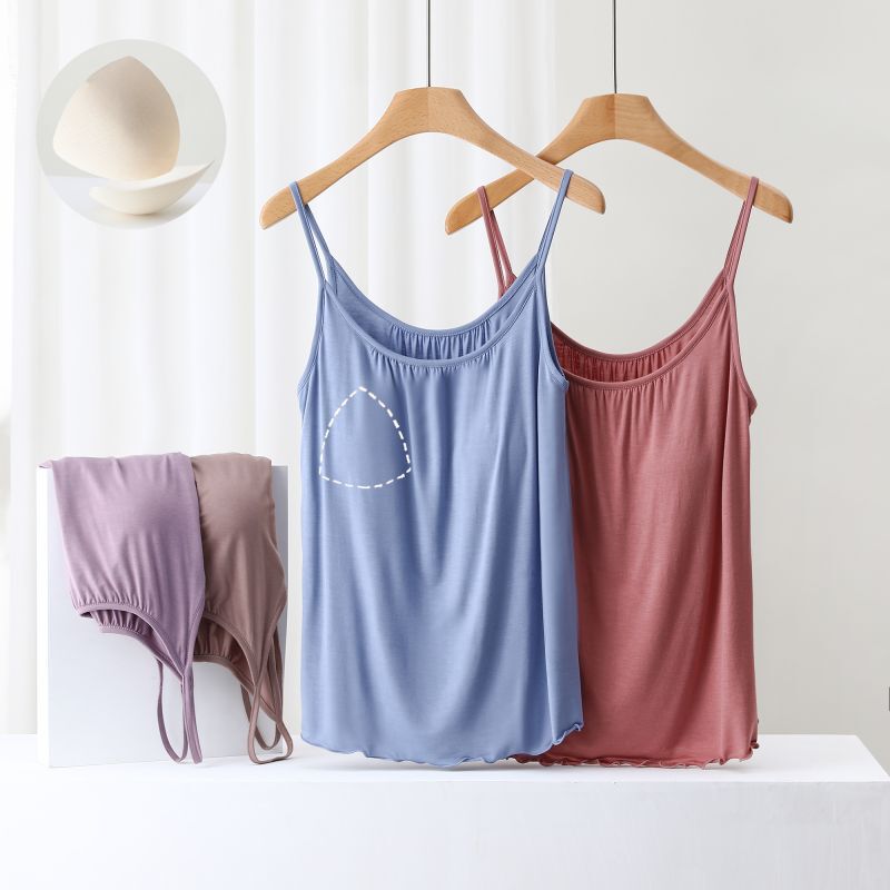 Modal Cup one-piece camisole women with chest pad inner and outer wear bottoming shirt loose slimming top Modal Cup one-piece camisole women with chest pad inner and outer wear bottoming shirt loose slimming top