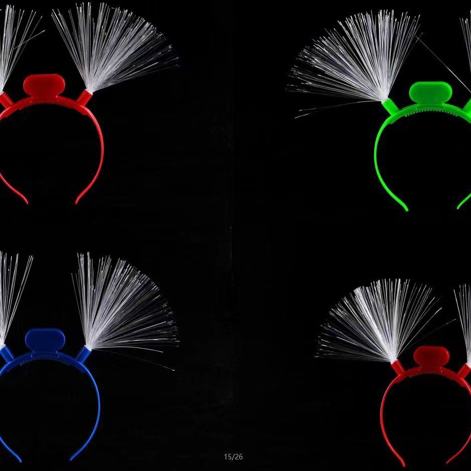 Fiesta de luz LED ficha de cabeza de fibra óptica con lámpara de cabello fijación de cabeza flash   Fibra óptica Head Buck