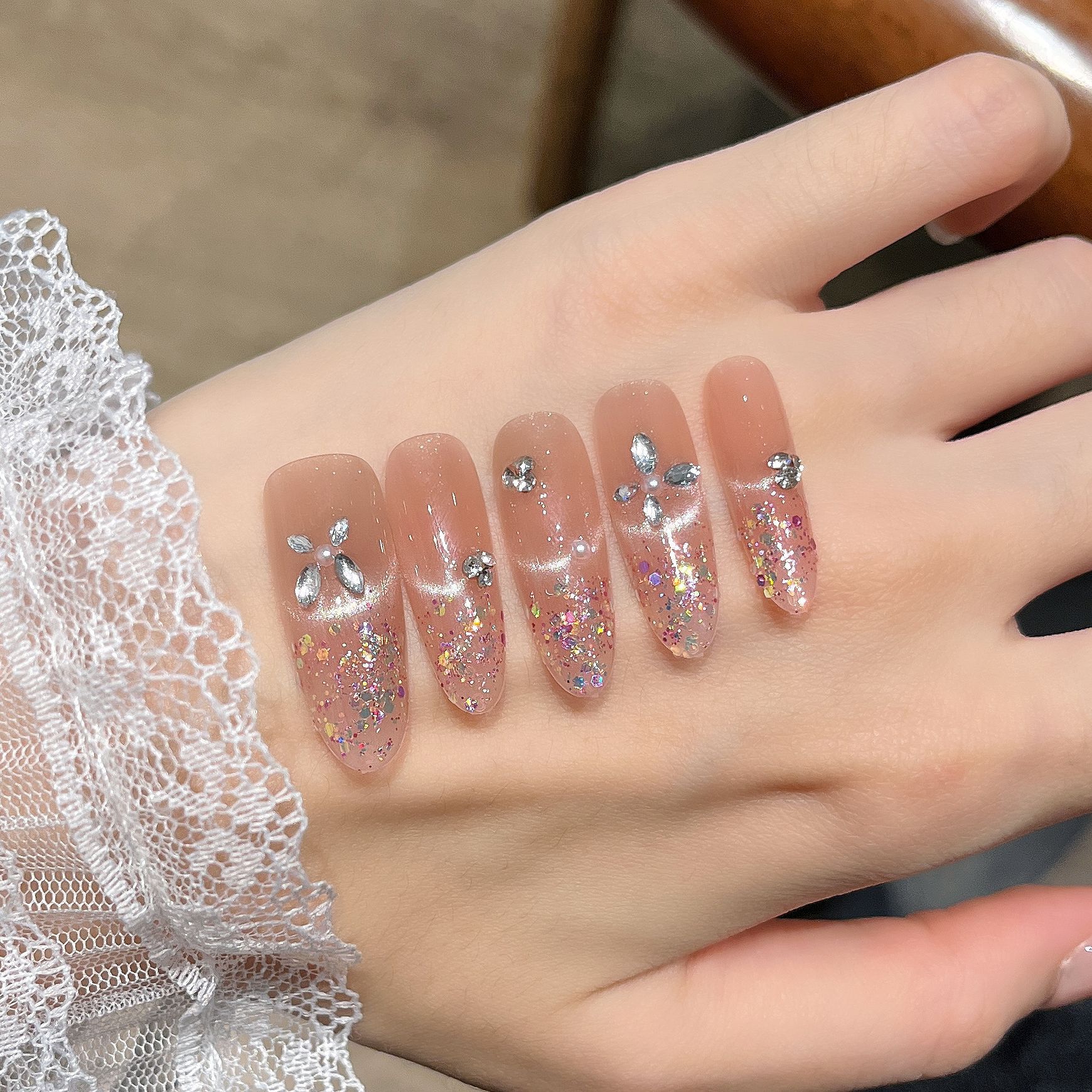 Elíptico puro hecho a mano para usar polvo de manicure brillante manicure al por mayor manicure artificial manicure manicure