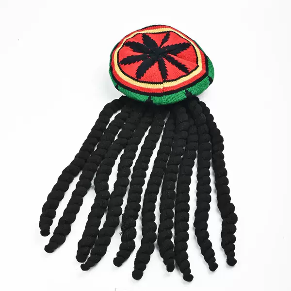 Factory direct cos wig braid beret Jamaican reggae Halloween braid knitted hat dirty braid