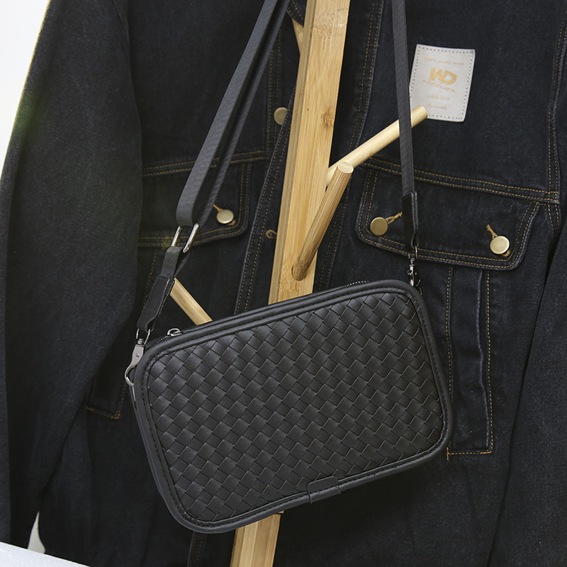 Bolso de hombro tejido a mano pequeña bolsa cuadrada estilo coreano bolsa de los hombres de moda bolsa de mensajero de la calle bolsa de hombro