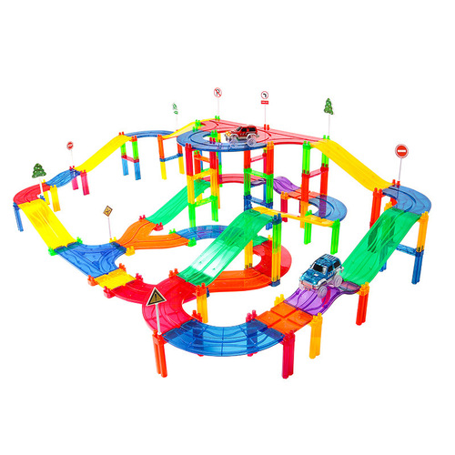 Track Magnetic Tiles Set, Versatile Magnetic Tiles Construction Toy, Magnetic Track Car, Magnetic Building Toy