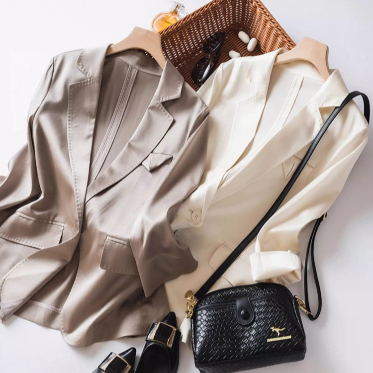 What a high luxury! 42 Mmi Heavy Silk Spring/Summer Commuter Suit One Button Professional Slim-fit Suit Jacket for Women