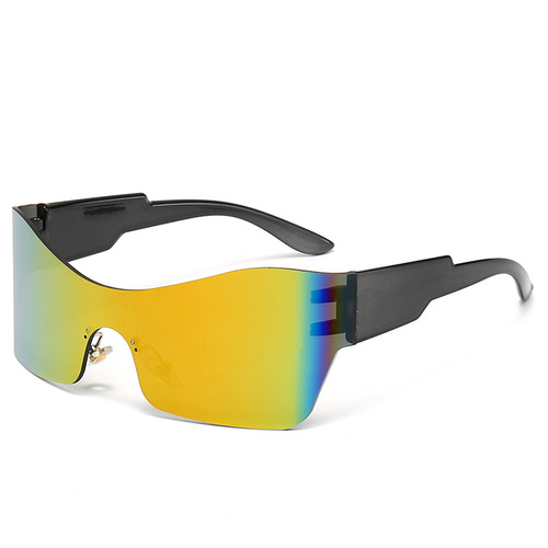 Y2K Oversized Curved Cycling Glasses UV400 Anti-UV Outdoor Sports Sunglasses Stylish Disco Sunglasses