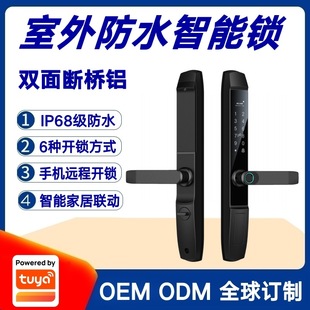 Graffiti scheme outdoor waterproof sunscreen smart lock double-sided broken bridge aluminum sliding glass door iron door fingerprint password lock