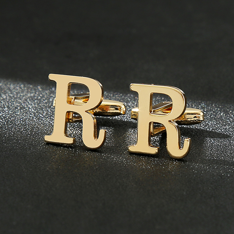 10g Weight Cufflinks Classification 1 Piece Quantity Casual Occasion Iron Material letter Pattern Unisex Gender Plating Design Vintage Style Style 1 Piece Vintage Style Letter Iron Plating Unisex Cufflinks 6