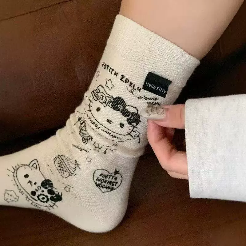 Hello Kitty, тёплые гольфы до колена, японский милый стиль, демисезонная осенняя модель, средней длины