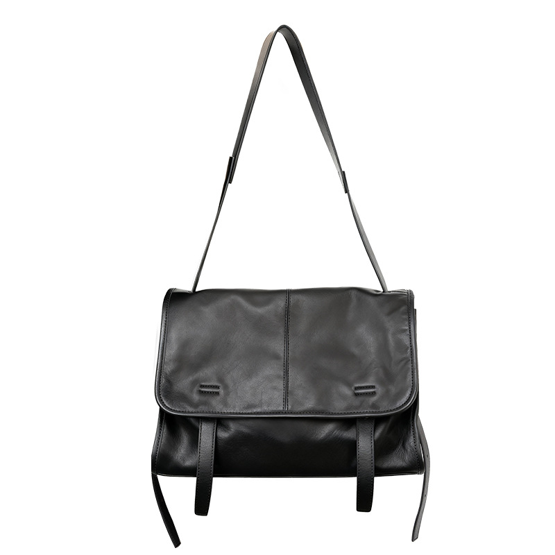 Vintage Cowhide Messenger Bag Large Capacity Commuter Shoulder Crossbody Tote Bag Premium Genuine Leather Handbag For Women - Thumbnail 6