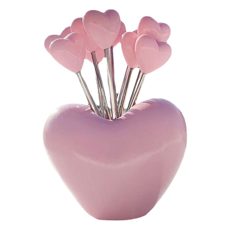 Amor fruta tenedor lindo caliente de acero inoxidable fruta decoración del hogar fresa Col fruta tenedor creativo hogar