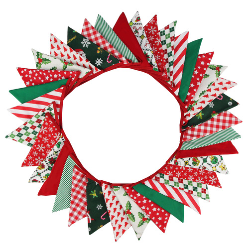 10-meter colorful floral cotton fabric triangle banner canopy tent camping tent wedding birthday kindergarten decoration hanging flag