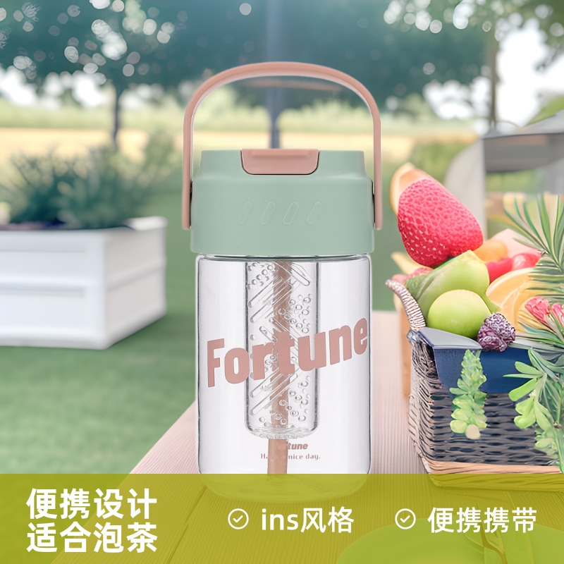 夏季吸管塑料杯水杯摔不烂女生高颜值学生花茶便携大容量可爱杯子