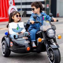 儿童电动摩托车 宝宝侉子双座小孩大人双驱可坐电动充电玩具摩托