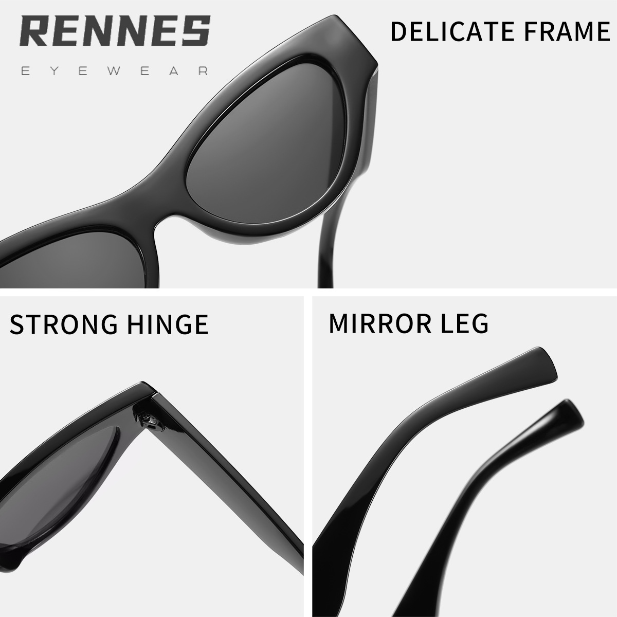 2024 nueva moda triángulo ojo de gato tendencia moda al aire libre sombrilla gafas de sol celebridades de Internet mismas gafas de sol de alta gama