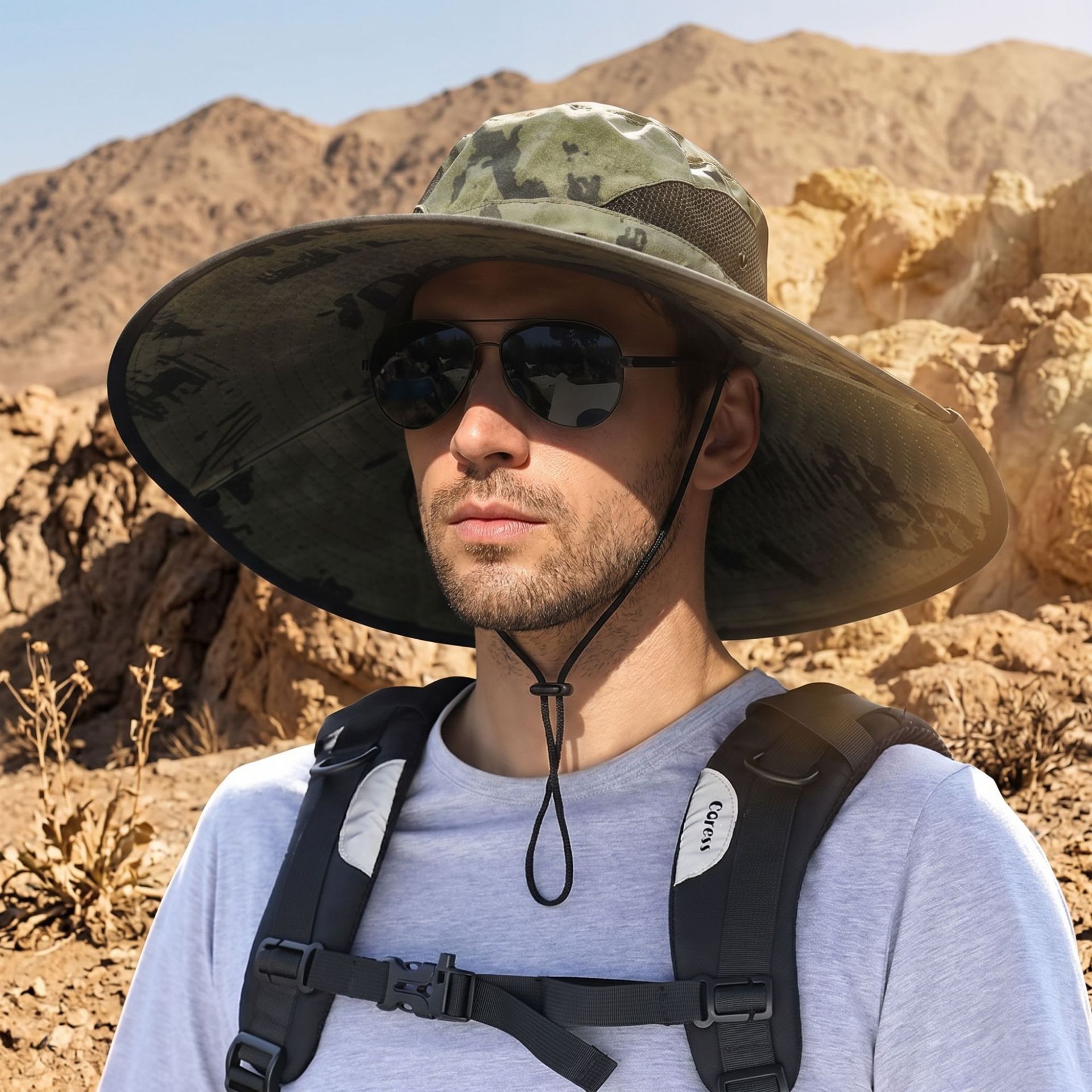 15cm Large Brim Hat Men's Outdoor Sun Protection Hat Summer Sun Hat Fishing Hat Mountaineering Fisherman Hat