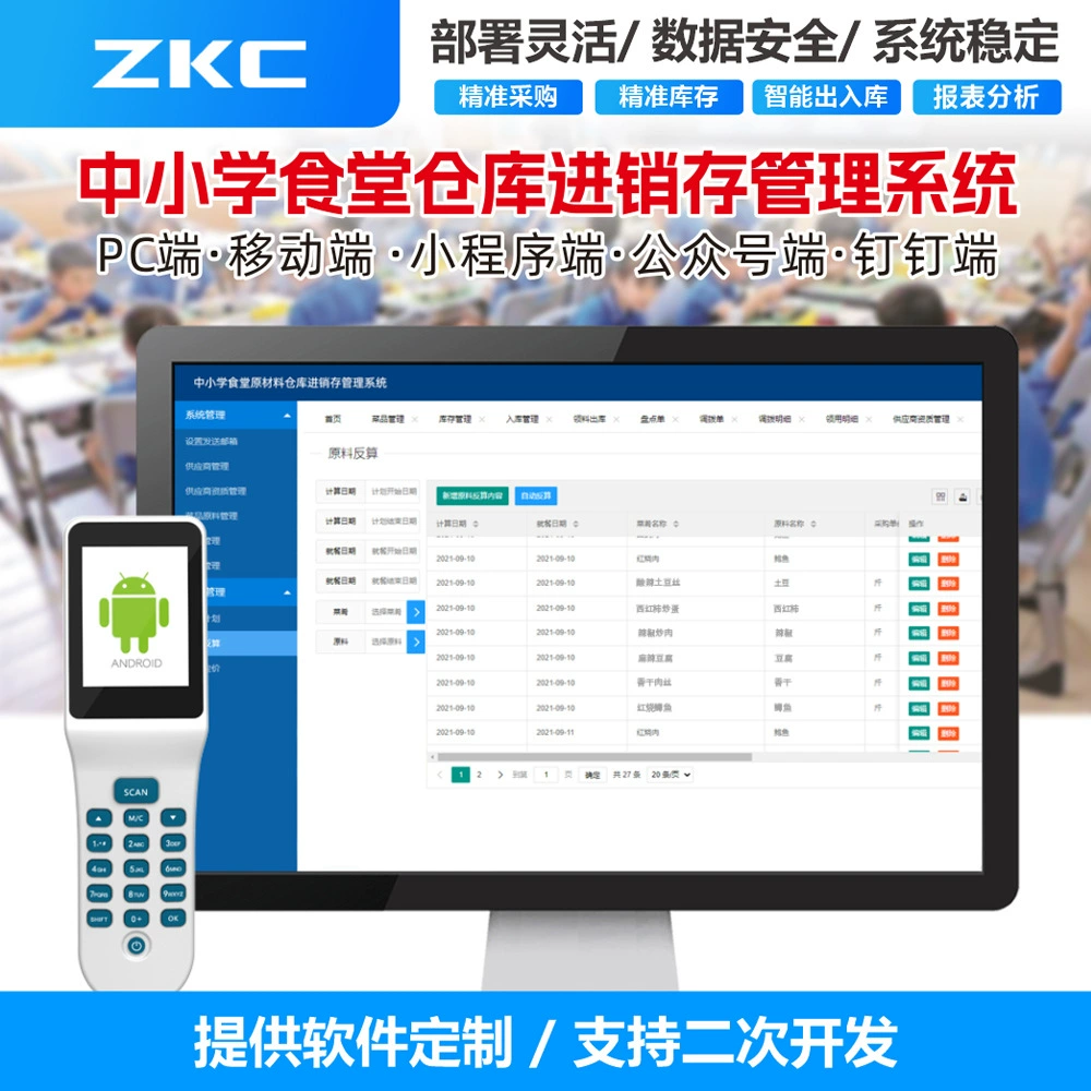 Начальная и средняя школа, детский сад, столовая, склад, система управления продажей и хранением может быть разработана и сформулирована Стандартизированная система управления для повышения эффективности