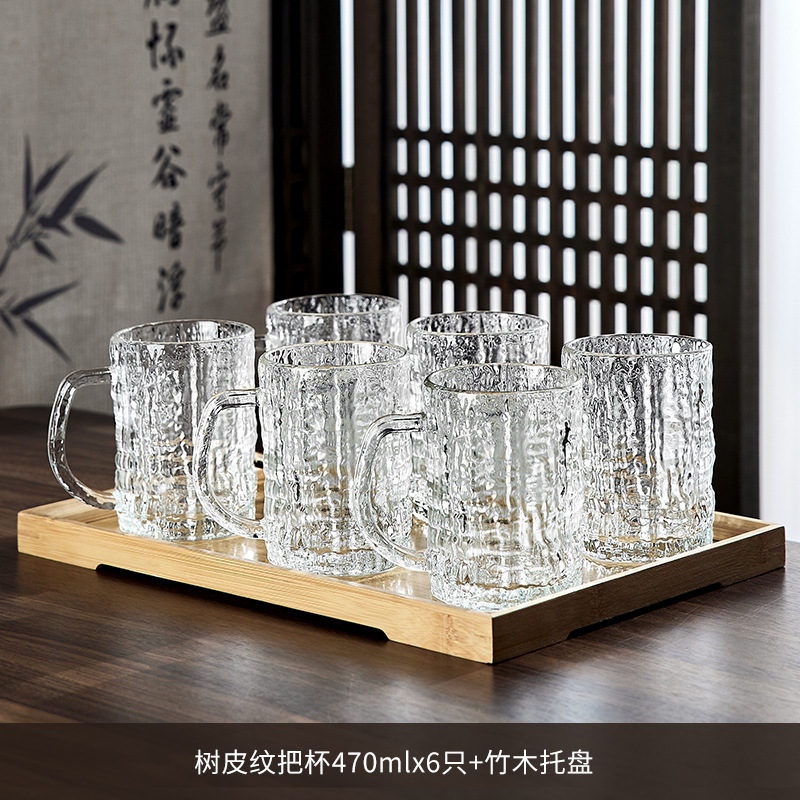 껍질 패턴 맥주 컵 470ML/6 대나무 트레이