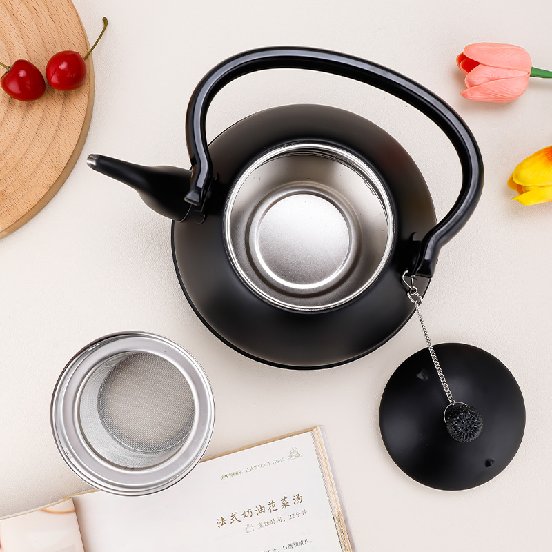 加厚不鏽鋼餐廳飯店茶水壺泡茶壺燒水壺帶濾網酒店家用電磁爐水壺