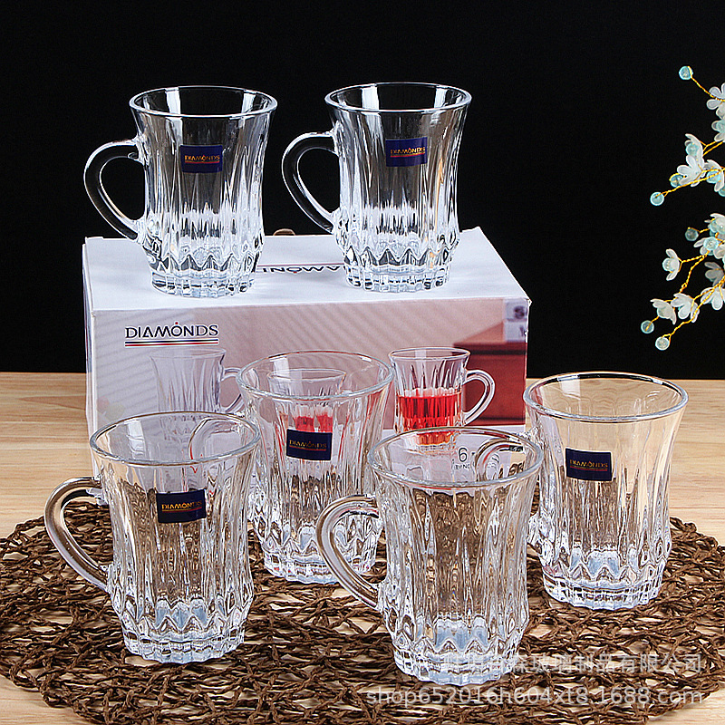 クリエイティブ水晶グラスセット耐熱透明カップ家庭用ジュースコーヒーカップ6点セットプレゼント卸売り|undefined