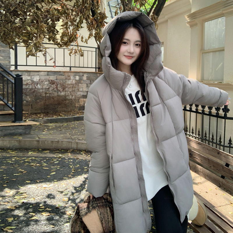羽绒棉2025新款云朵泡芙连帽龟背羽绒棉服中长款加厚休闲冬面包服|undefined
