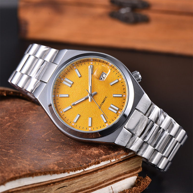 Popular Foreign Trade Product: West Rail Brand Luminous Large Calendar Automatic Mechanical Steel Band Watch with Gold Red Dial, Wholesale from Manufacturer Popular Foreign Trade Product: West Rail Brand Luminous Large Calendar Automatic Mechanical Steel Band Watch with Gold Red Dial, Wholesale from Manufacturer