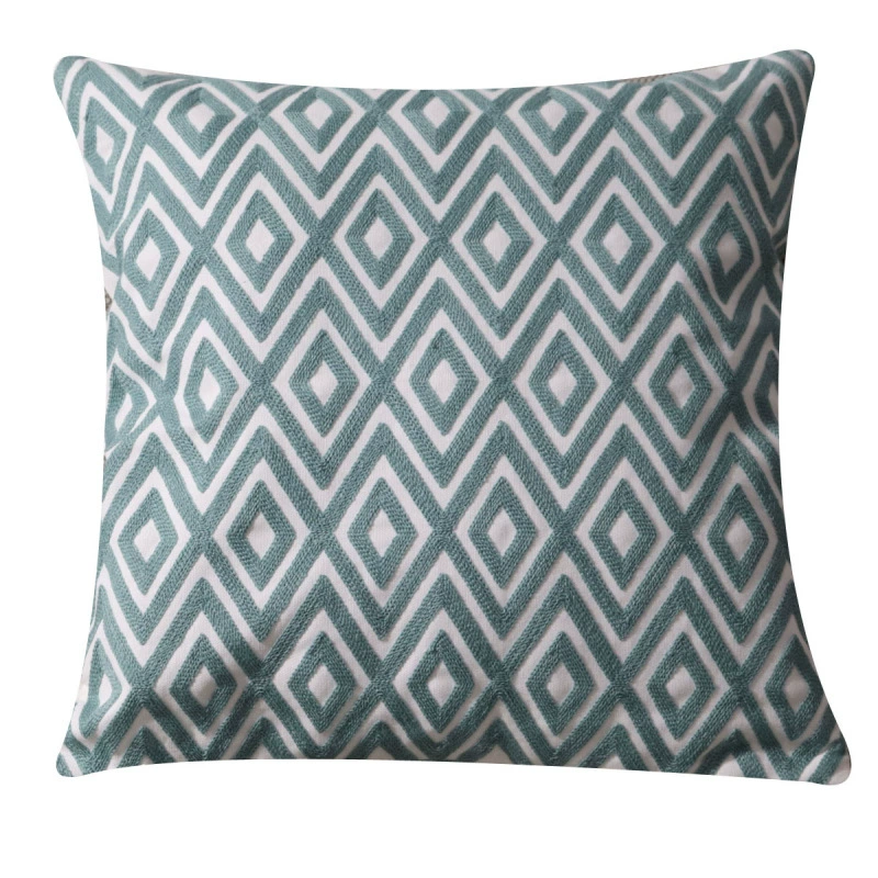 Modern Scandinavian pillow, sofa for bed, with embroidery