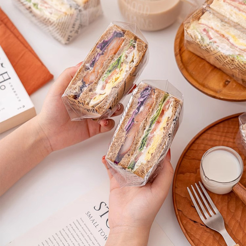 三明治透明包装袋食品级塑料烘焙吐司面包袋可加热三文治打包袋批