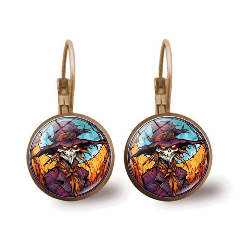 Orecchini a forma di zucca per donna, semplici e versatili, orecchini a forma di castello fantasma di Halloween, accessori per le orecchie_voghion.com