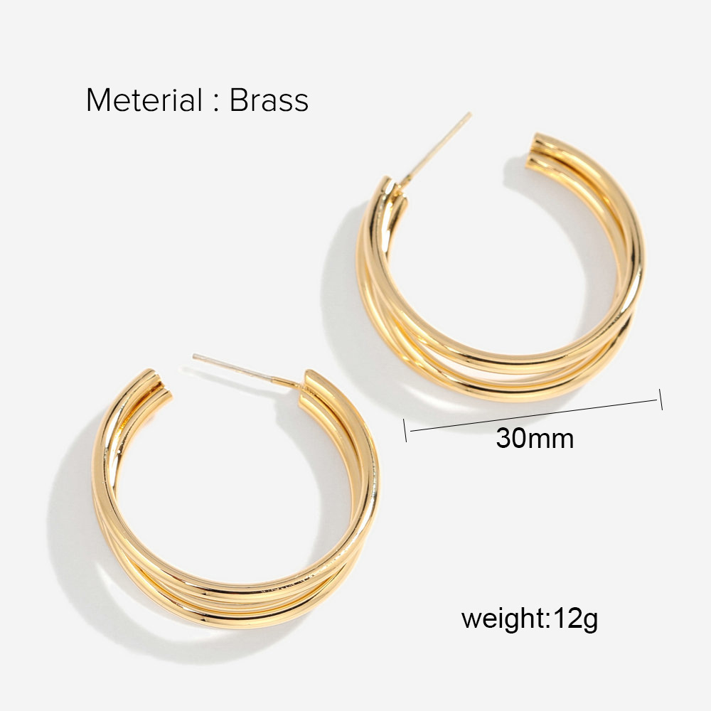 Nihaojewelry Großhandel Schmuck Einfache Kupfer Vergoldete Geometrische Ohrringe display picture 23