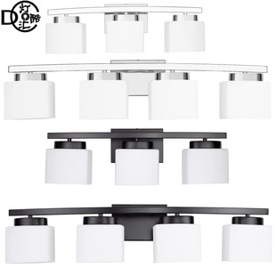 New American Retro Industrial Style Bathroom Mirror Headlight Indoor Rectangular Milk White Glass Wall Mounted Lamps for Export