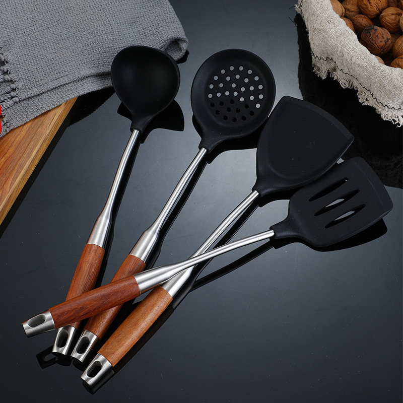 304 stainless steel silicone kitchenware rosewood handle large…