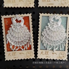ミャオ族冷蔵庫マグネットペンダント模造シルバー孔雀蝶エスニックスタイル文化クリエイティブジュエリーアクセサリー風景ホットスタイル卸売手作り