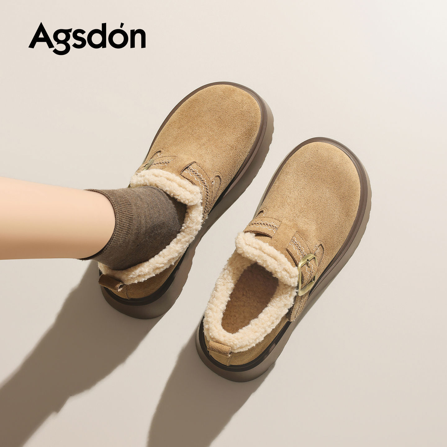 Augu Lion Deng Xiaoping Bocken Women Otoño / Invierno 2025 Nuevo Bocken Algodón de suela gruesa Maternidad Botas de nieve de suela suave