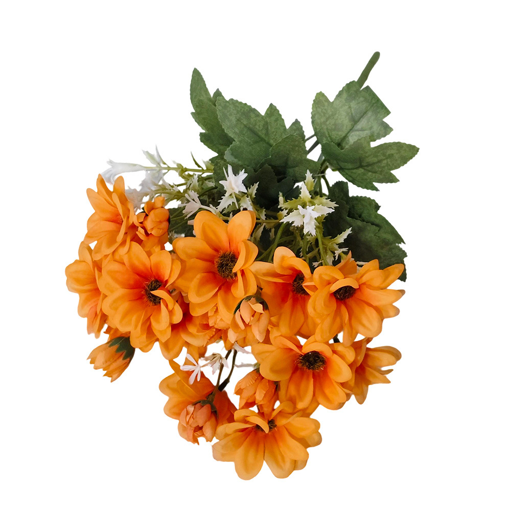 Simulación de crisantemo 6 flores de otoño flores falsas flores de seda pequeña decoración del hotel de bodas de la carretera de la flor daisy