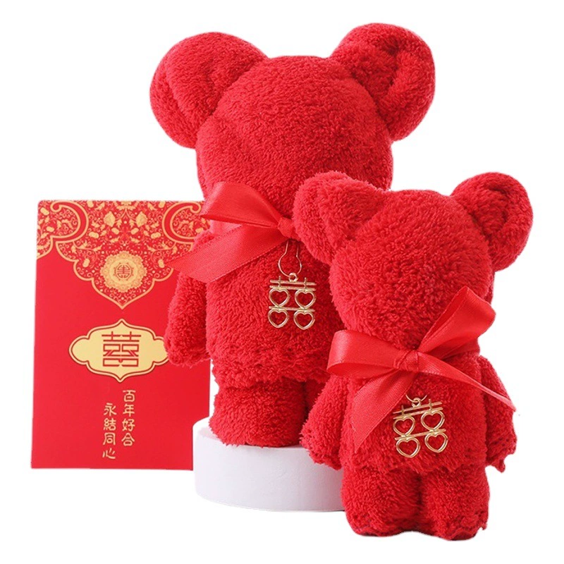 Коралловое бархатное полотенце жемчужный лук Маленький медведь квадратный шарф