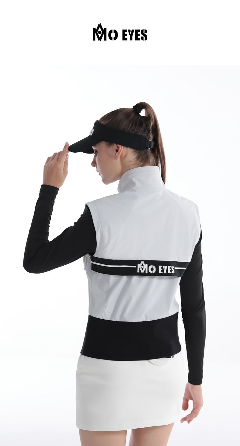 Áo gi lê golf nữ cổ đứng chống gió có khóa kéo — M23YF021-Vest màu xám nhạt, M23YF021-Áo vest trắng, M23YF021-Áo vest đen chi tiết 17