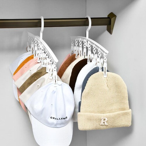 One-line hat rack, simple household 8-clip plastic trouser rack for drying thick pants, underwear and socks drying rack