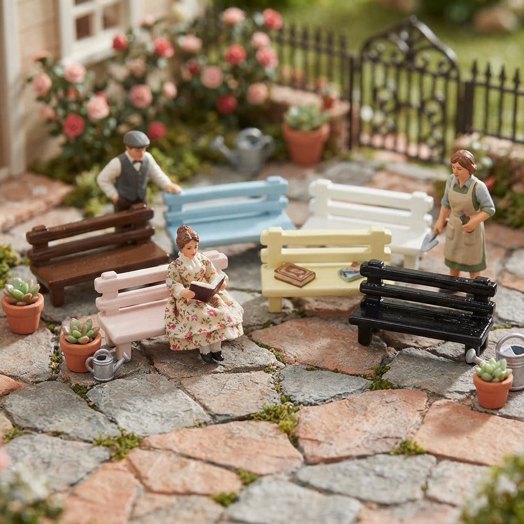 Mini resin bench doll furniture ornament miniature scene garden decoration accessory 1:12 scale simulation model
