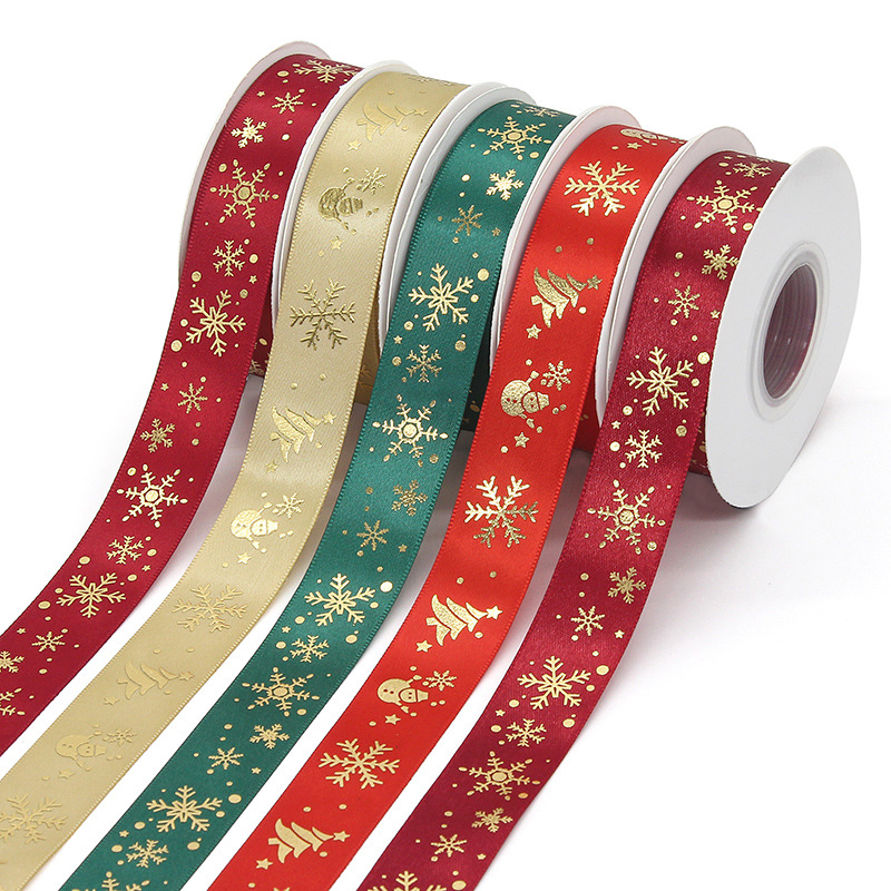 Cintas de Navidad, cintas de regalo, accesorios de Navidad, decoración DIY, cinta de poliéster estampada