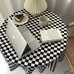 Ins Internet celebrity black and white checkerboard contrasting color tablecloth desk dining table home cafe B&B soft decoration background cloth