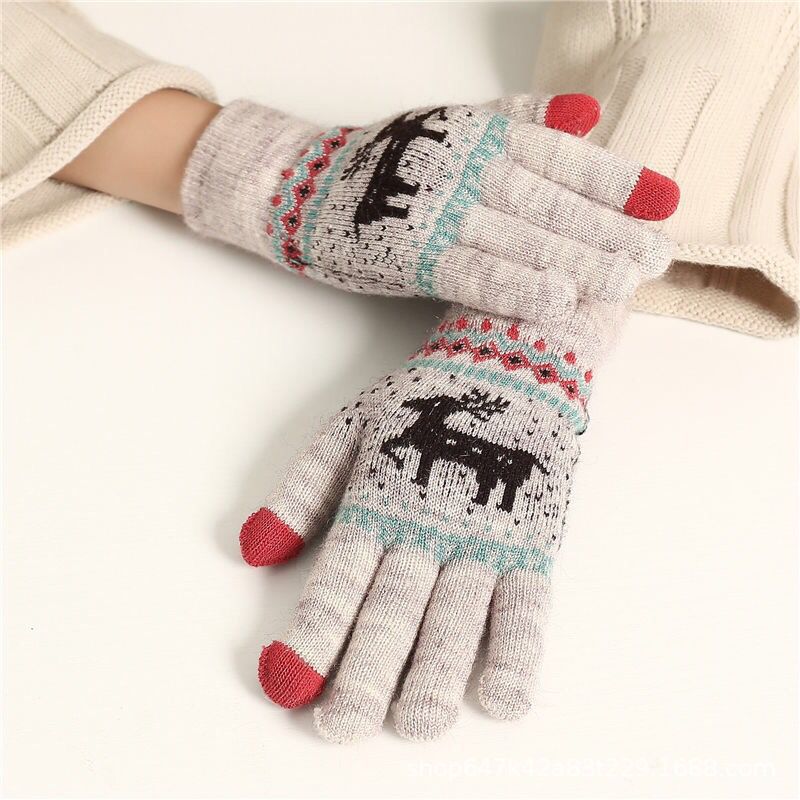 Fawn gloves Christmas knit men's and women's cycling sports Winter Touch screensaver warm gloves_maomaolike.com