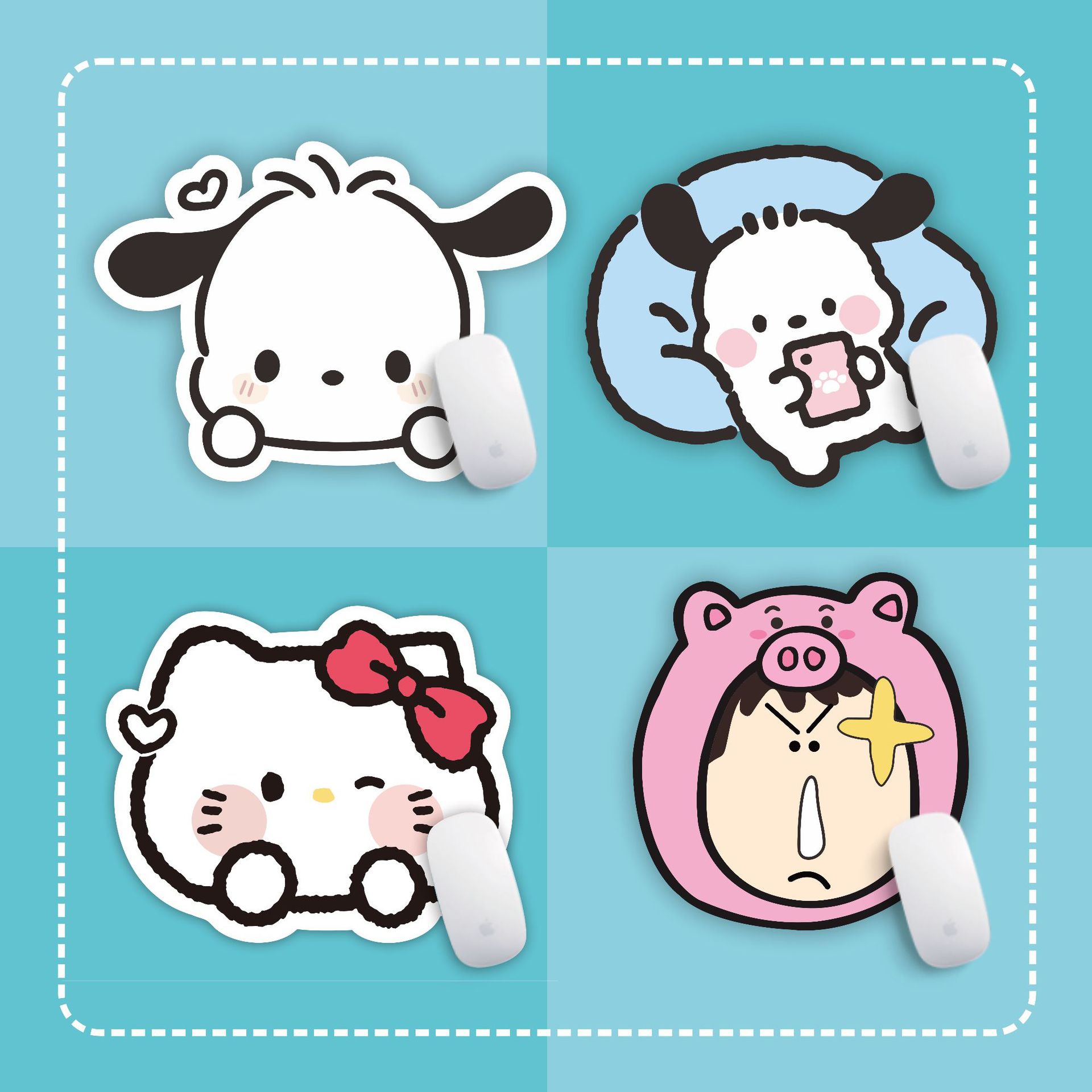 Cartoon Hello Kitty Kitty Mouse Pad Xiaokui Cute Anime Small Mouse Pad Pacha Dog Girls Keyboard Pad