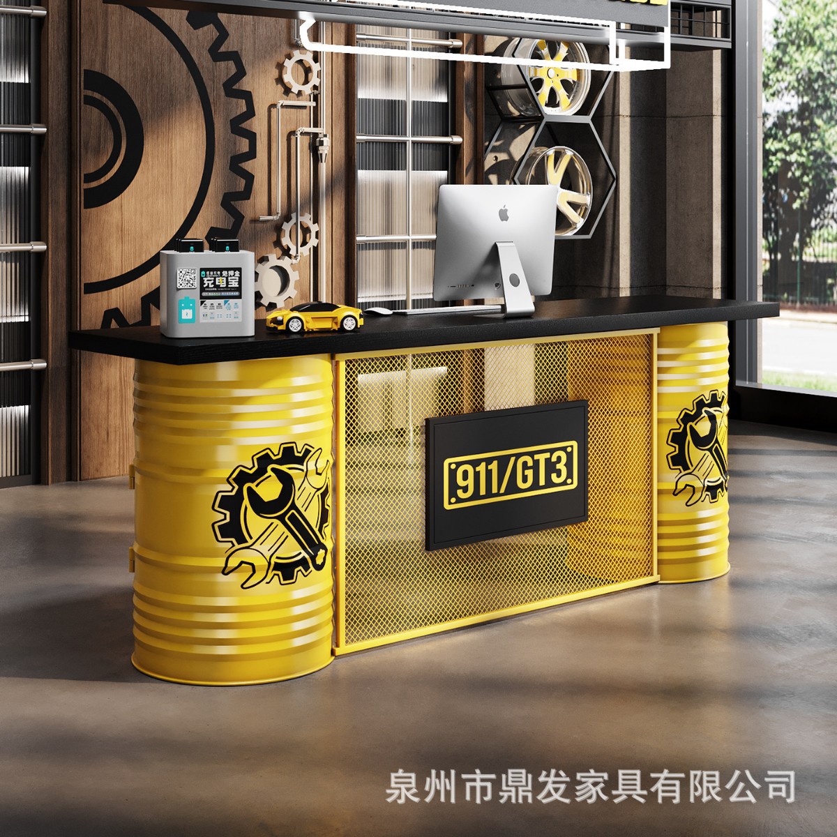 油桶改装店汽配吧台收银台舞蹈培训酒吧机车铁艺工业风前台接待台