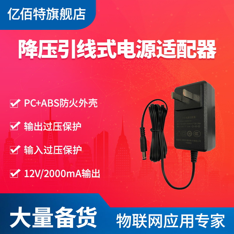 降压引线式电源适配器100V ~240V 交流输入电压转换直流电压12VDC