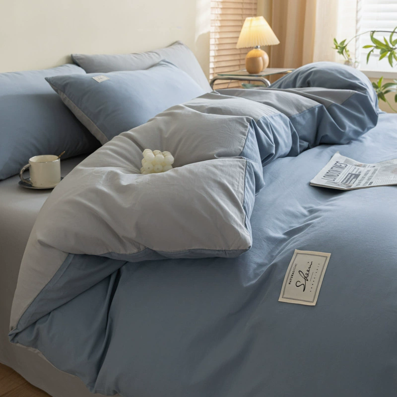 Комплект из четырех предметов из чистого хлопка, однотонный, одиночный комплект, комплект из трех предметов из чистого хлопка Наньтун, простыня, пододеяльник, одинарный пододеяльник для студента, для общежития, 4 предмета