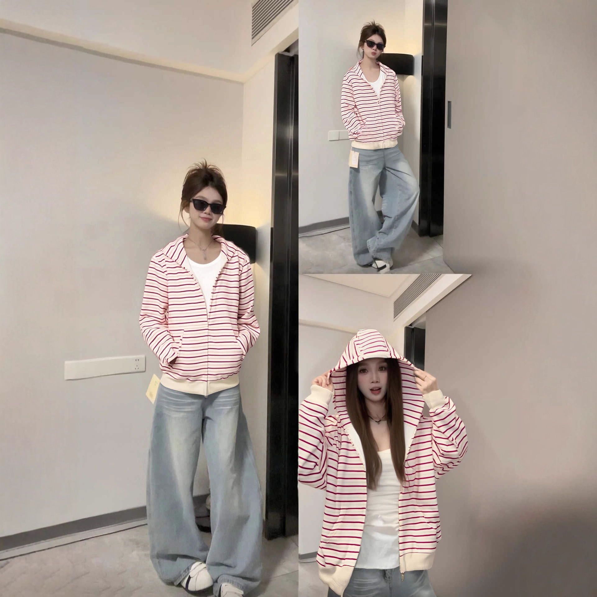 Chaqueta de rayas rosa