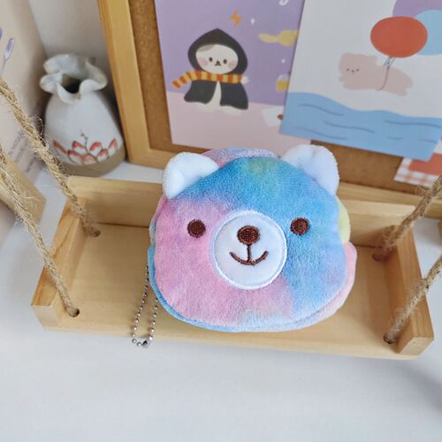 Cross-border new mini colorful three-dimensional round plush coin purse coin bag lipstick data cable portable bag small gift