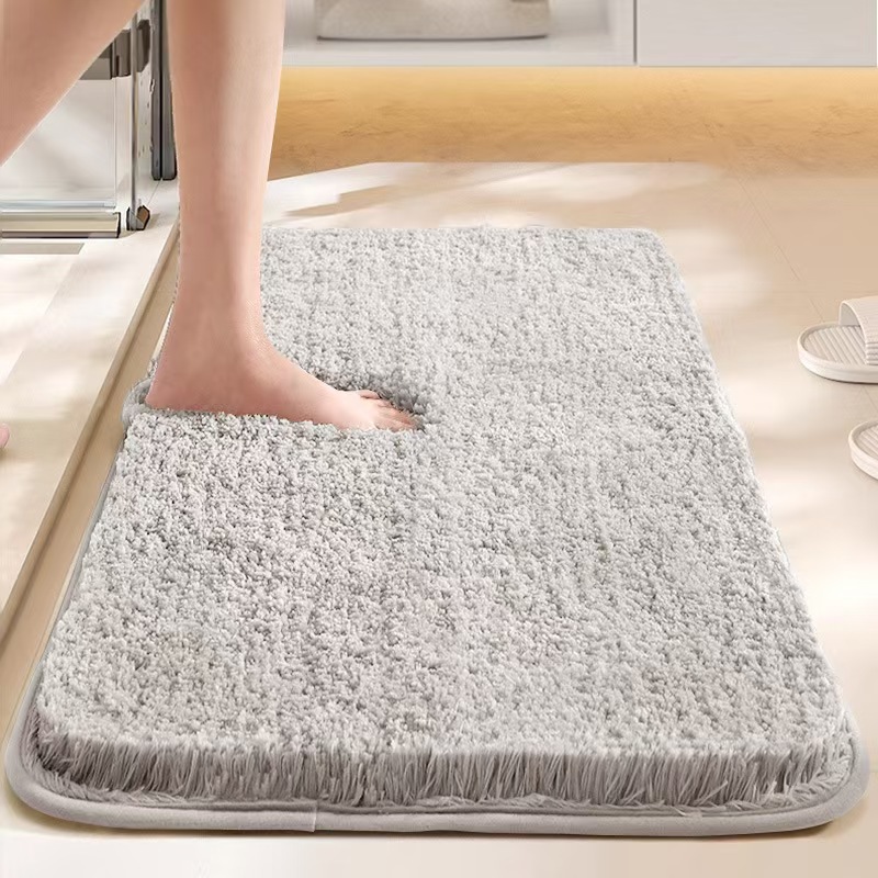 Alfombra antideslizante de baño doméstico transfronterizo alfombra de flocado de alta absorción de agua secado rápido espesado alfombra de piso de inodoro