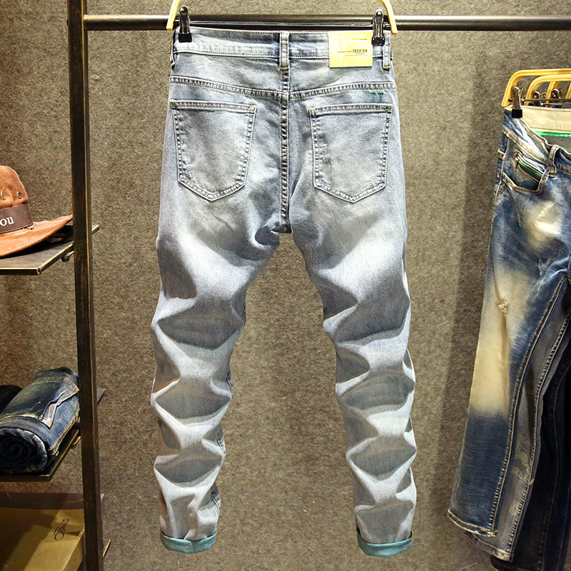 Jeans souples haut de gamme pour hommes, nouveau style printemps et été, tube droit, polyvalent, tendance, slim, petit pied, pantalon décontracté_voghion.com