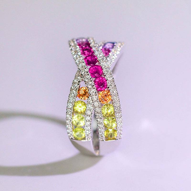 Color Block Pattern Wholesale Jewelry Elegant Glam Color Block Copper Zircon Plating Rings